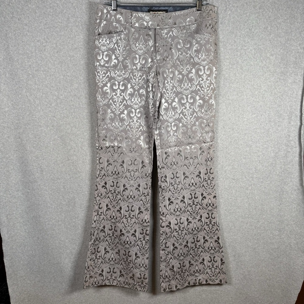 World x pants womens 31 silver metallic trouser dress mid rise Y2K vintage